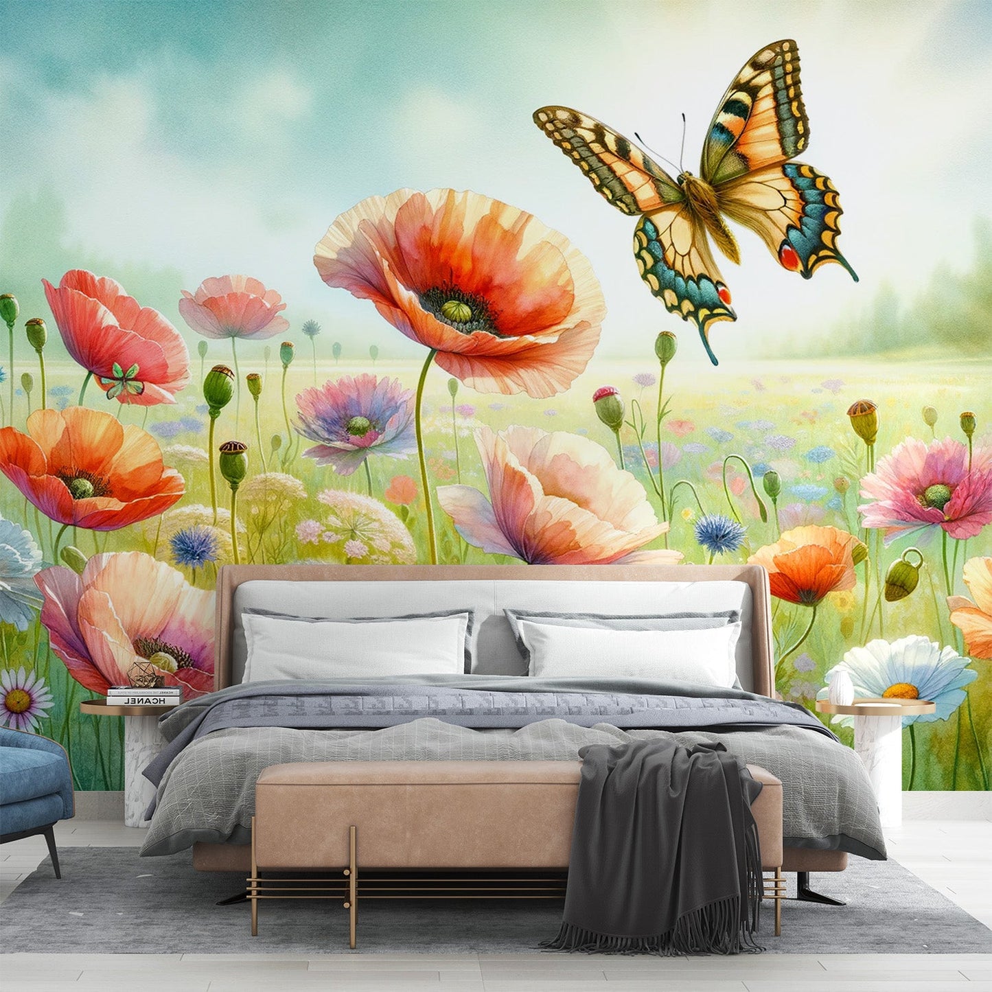 Watercolour butterfly wallpaper | Wildflowers