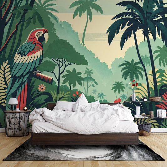 Parrot Wallpaper | Red in a Green Jungle