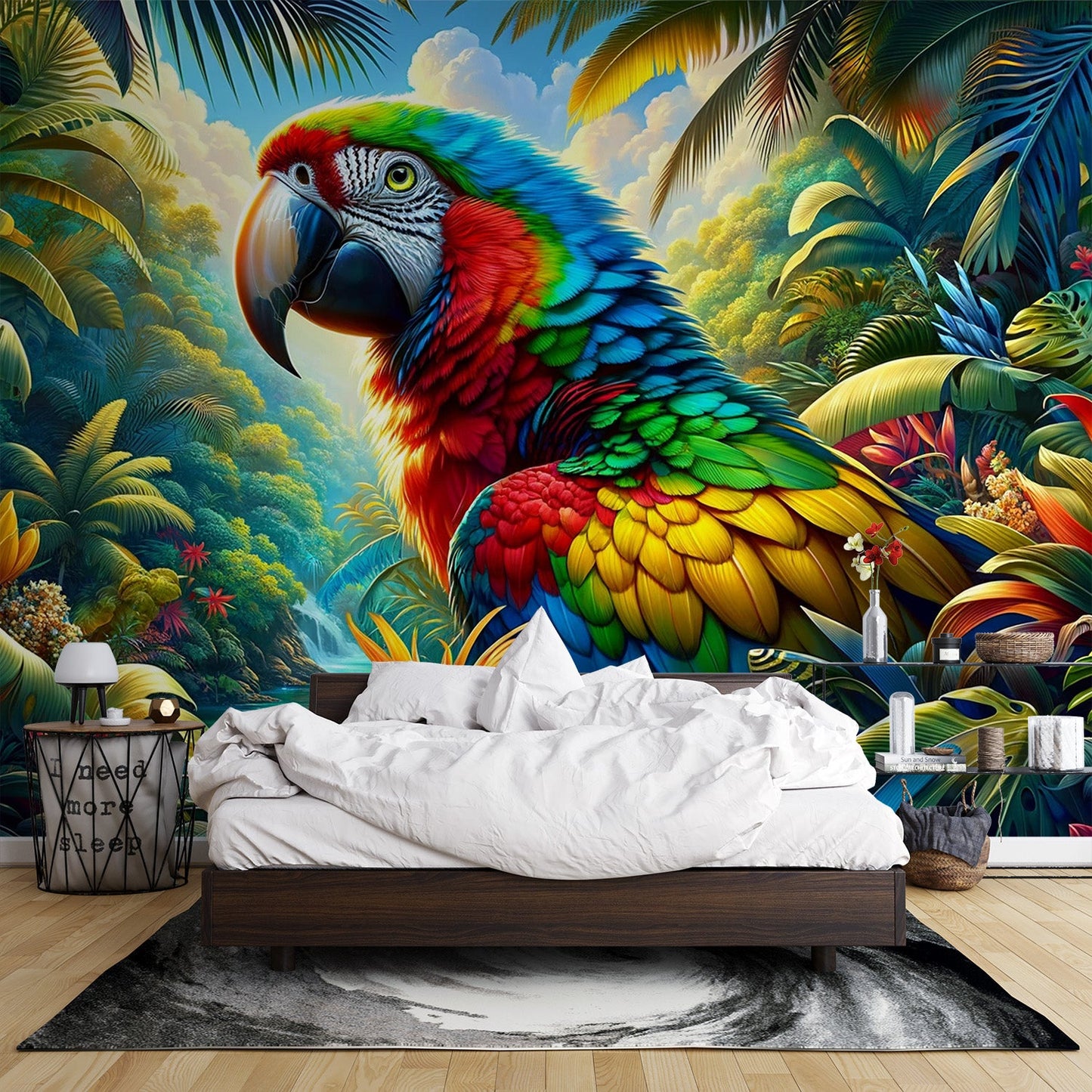 Colourful Parrot Wallpaper | Multicoloured Jungle