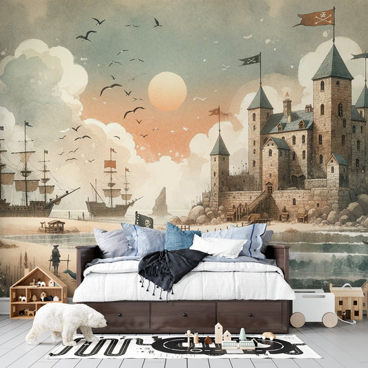Pirate Wallpaper | Realistic Watercolour of a Pirate Castle