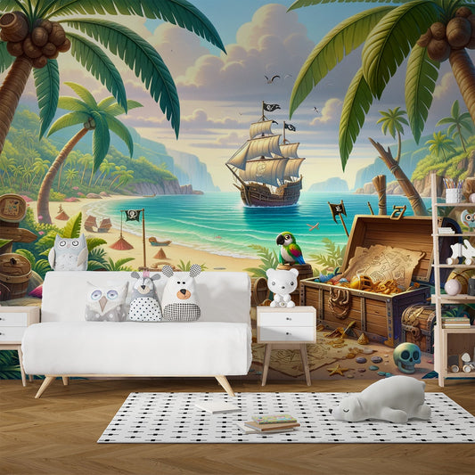 Pirate Wallpaper | Treasure Map under the Coconut Trees