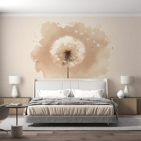 Dandelion Wallpaper | Dark and Light Beige Background