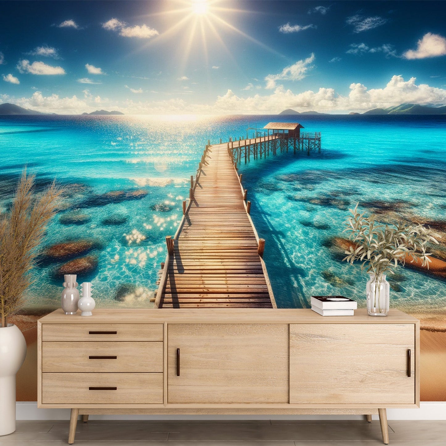 Beach Wallpaper | Wooden Jetty and Fisherman's Hut