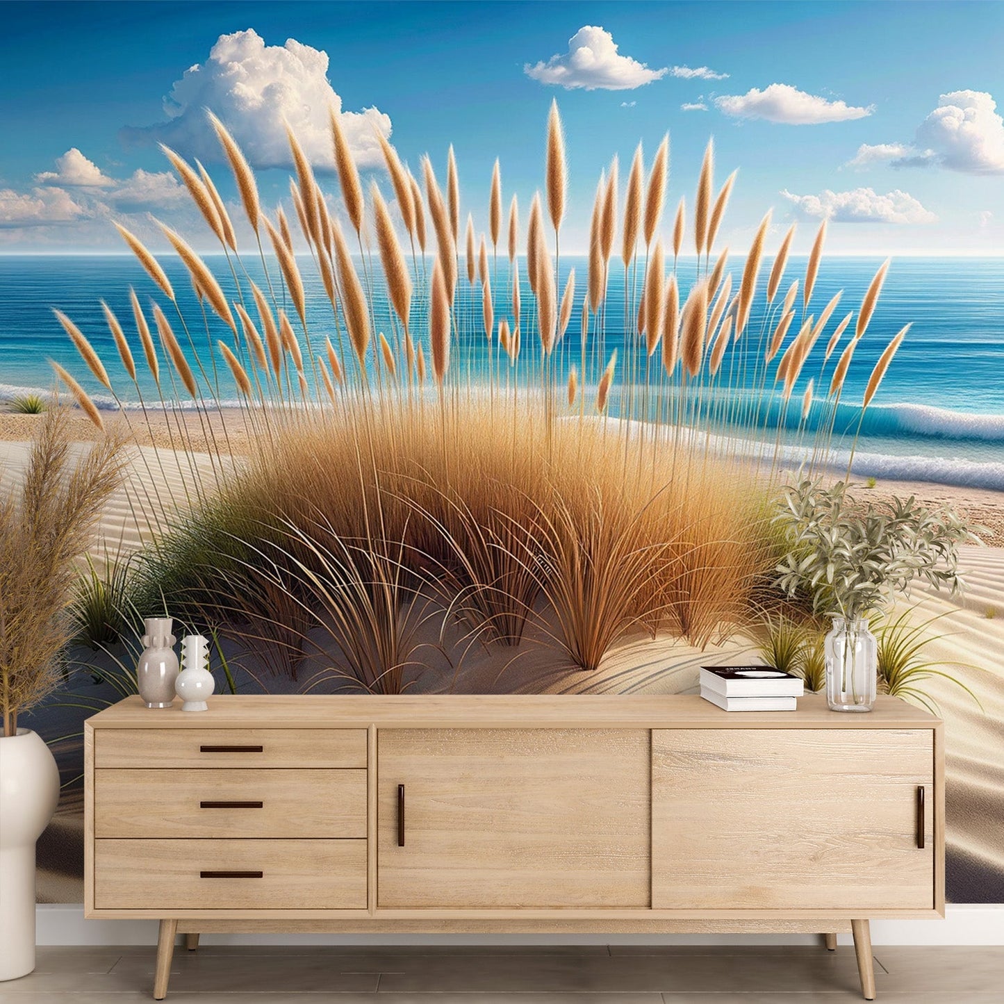 Beach Wallpaper | Pampas Grass and Fine Sand