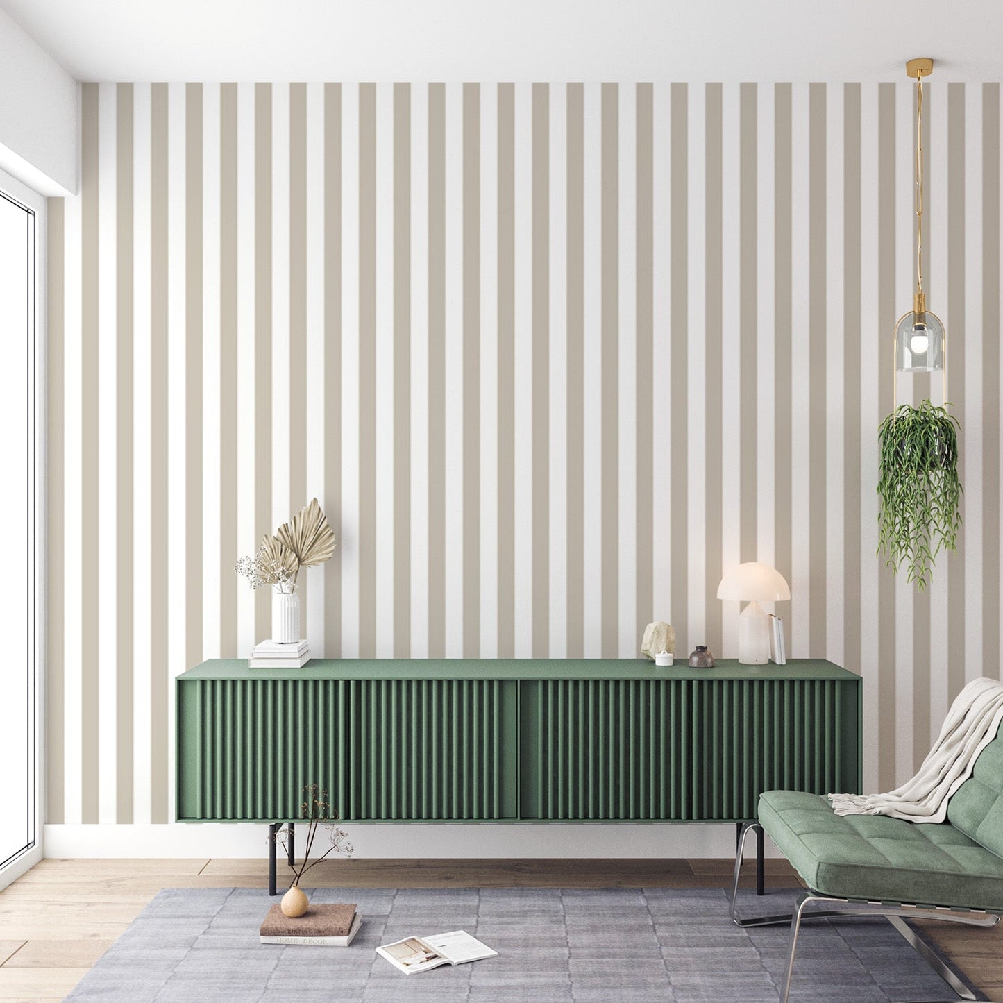 Striped Wallpaper | Beige and White Vertical