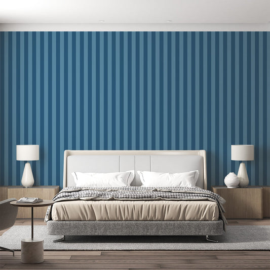 Striped Wallpaper | Light and Dark Blue Verticals