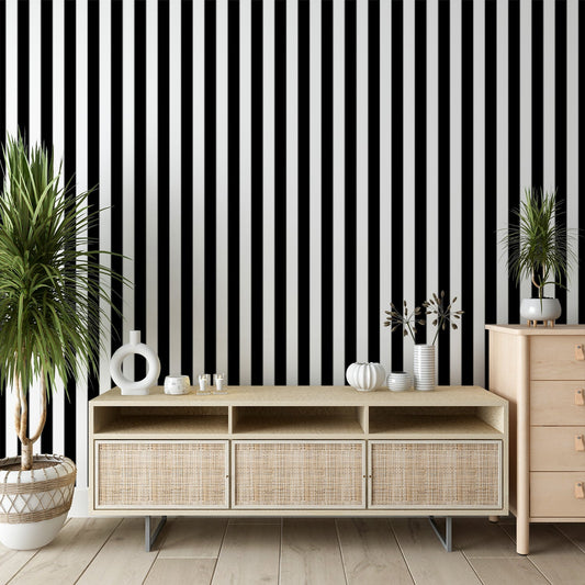 Striped Wallpaper | Black and White Vertical