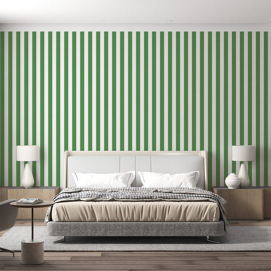 Striped Wallpaper | Green and White Vertical