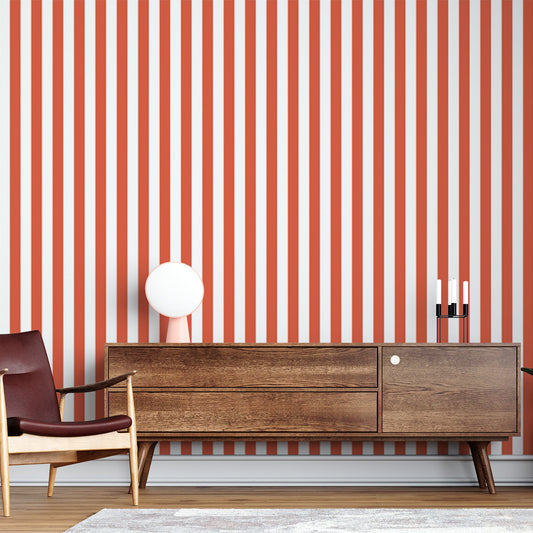 Striped Wallpaper | Red and White Vertical