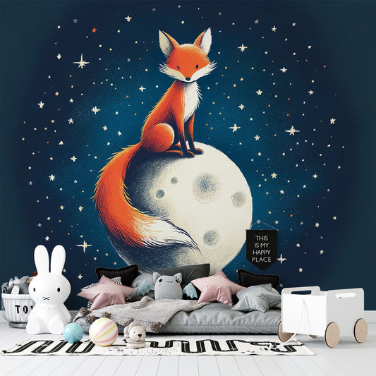 Fox Wallpaper | Midnight Blue on a Full Moon
