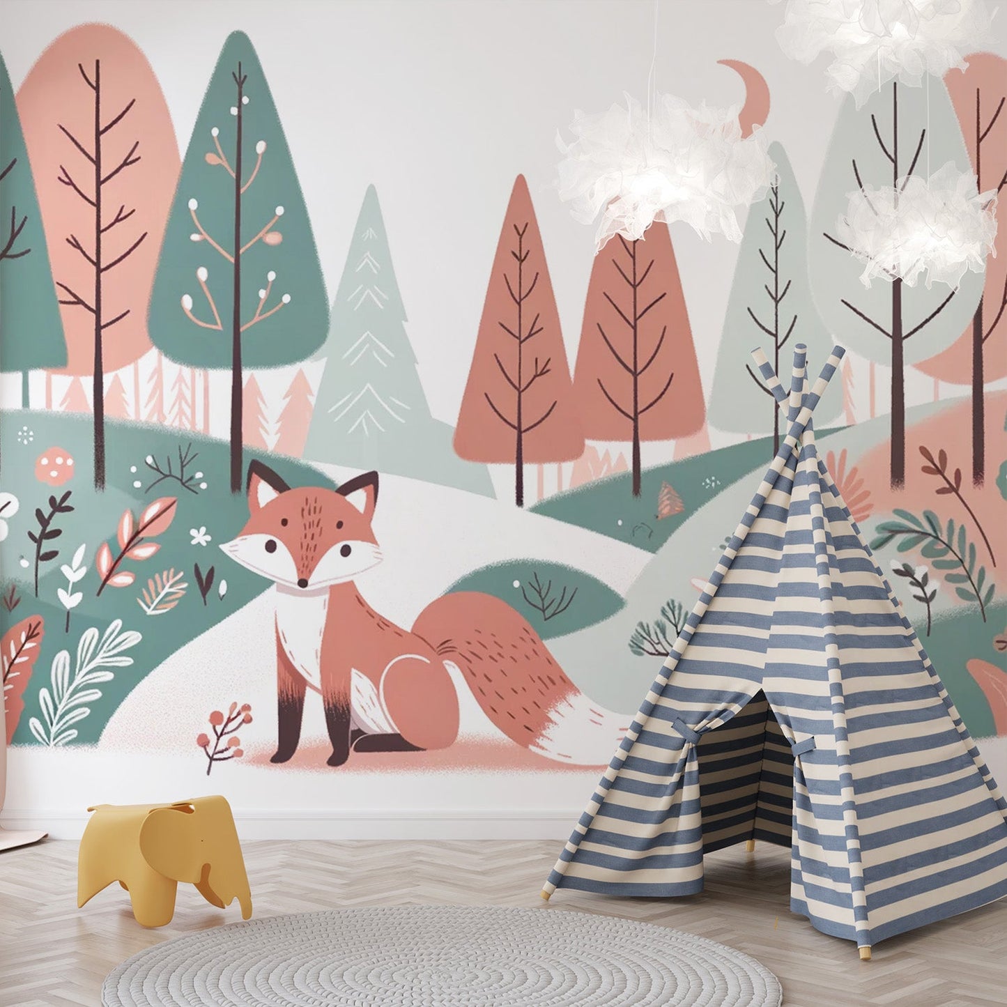 Baby Fox Wallpaper | Forest with Cute Cartoon Fox