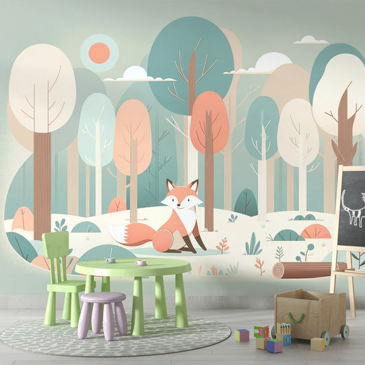 Baby Fox Wallpaper | Multicoloured Forest