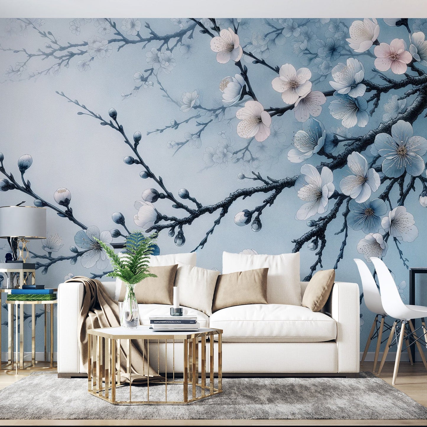Sakura Wallpaper | Japanese Tree with Blue and White Flowers