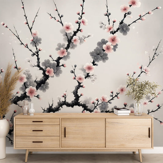 Sakura Wallpaper | Japanese Tree with Pink and Grey Flowers