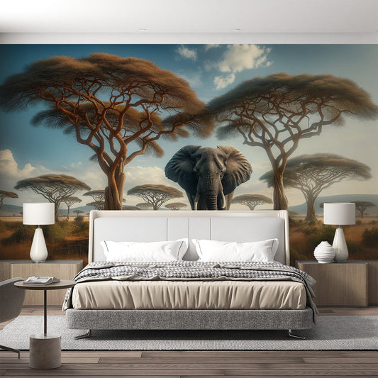 African Savannah Wallpaper | Elephant in the Middle of the Savannah