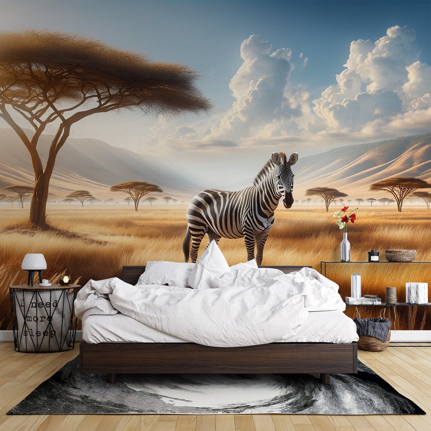 African Savannah Wallpaper | Zebra in the Savannah under the Sun