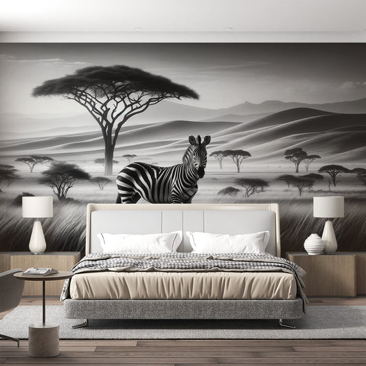 African Savannah Wallpaper | Black and White Zebra