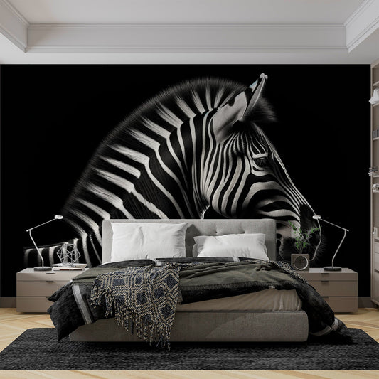 Zebra Wallpaper | Profile on Black Background