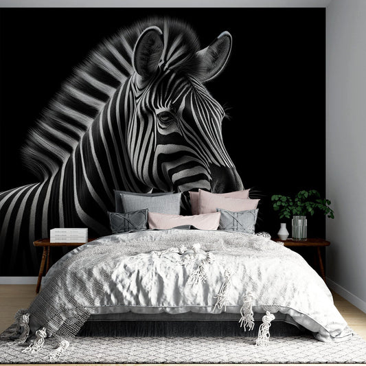 Zebra Wallpaper | Black Background Design