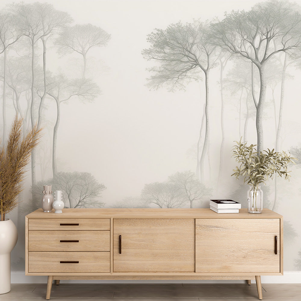 Wallpaper tree | Large deciduous trees in neutral tones