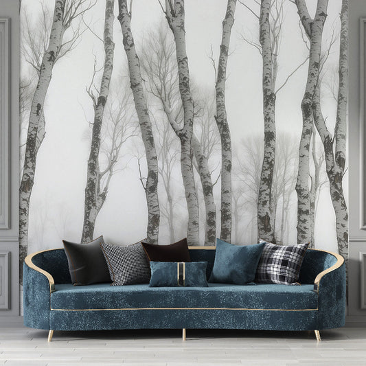 Wallpaper tree | Black and white birch forest