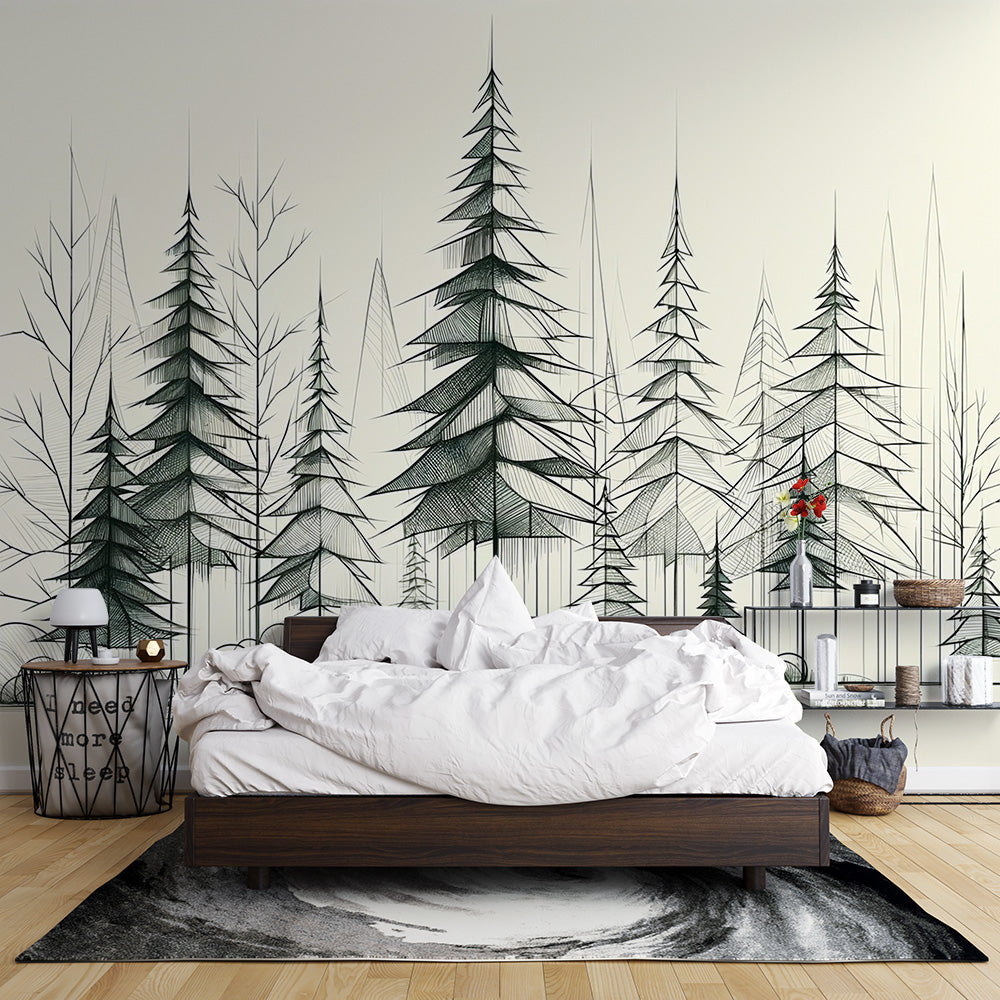 Wallpaper tree | Sketch of a fir forest