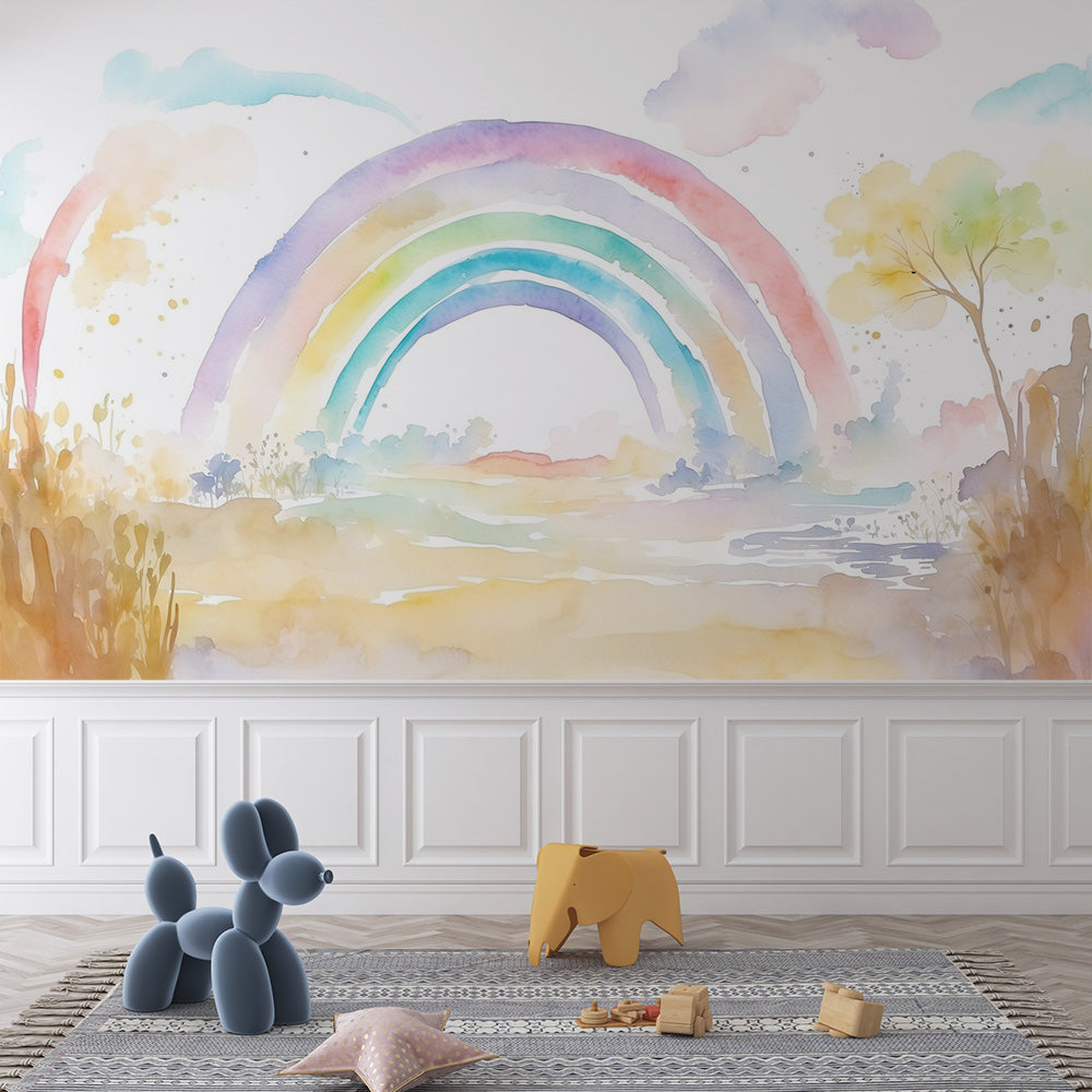 Rainbow Wallpaper | Multi-colour Watercolour