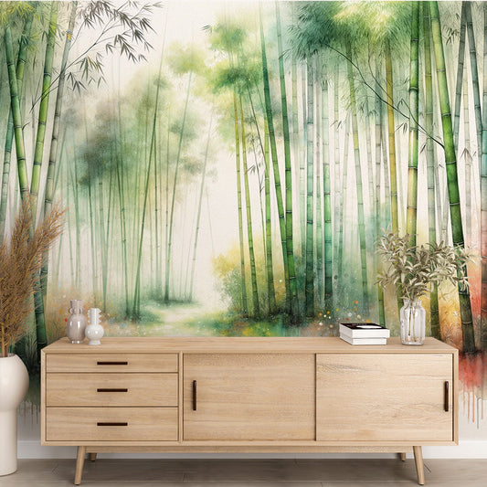 Bamboo Wallpaper | Multicoloured Watercolour