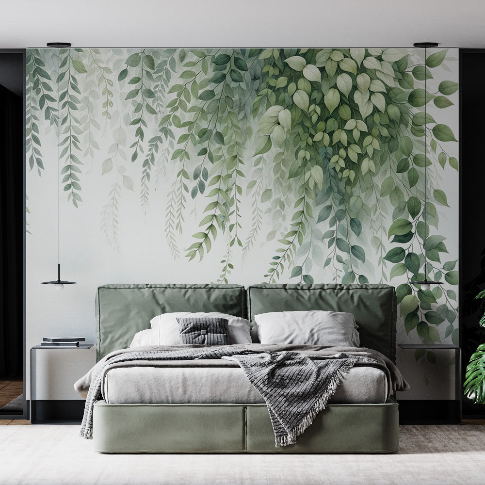 Green foliage wallpaper | Falling leaves