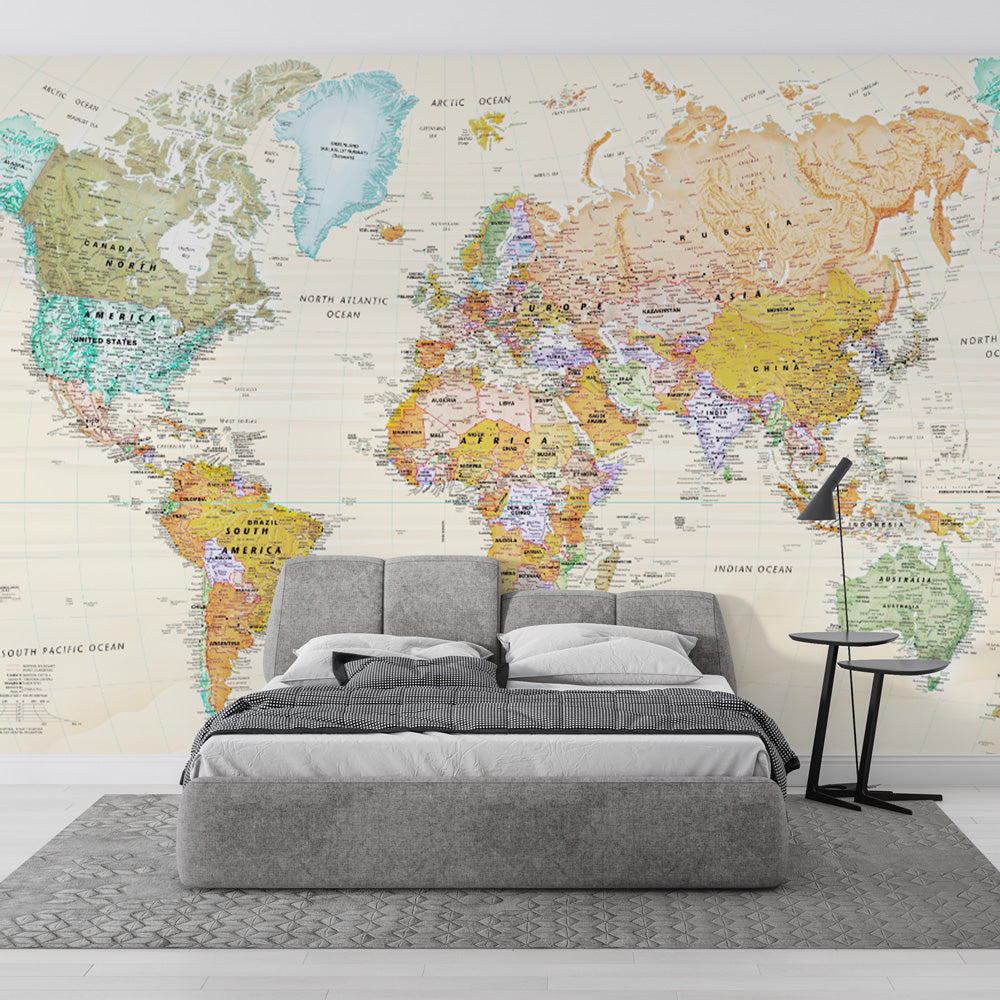 World Map Wallpaper | Detailed and Colourful