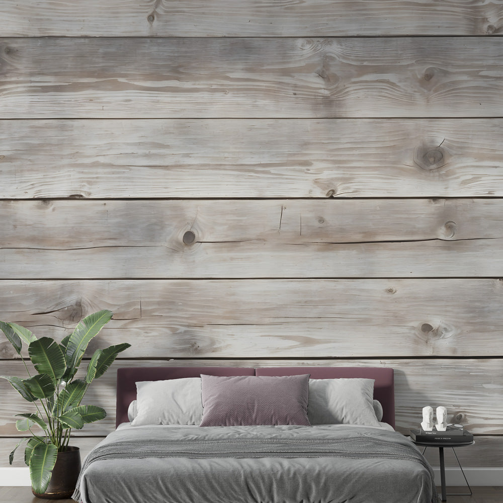 Wood Effect Wallpaper | Grey and White Panelling