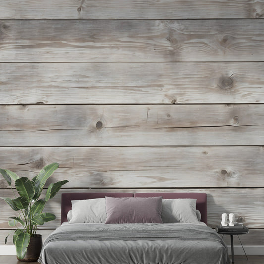 Wood Effect Wallpaper | Grey and White Panelling