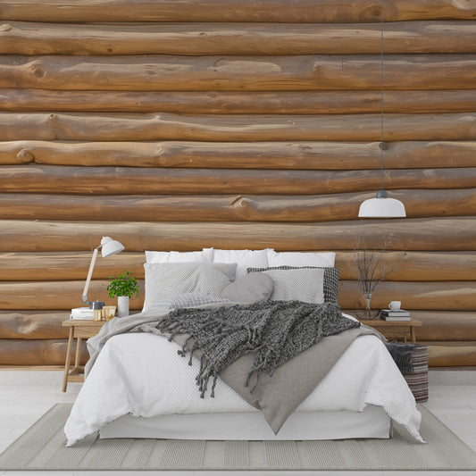 Wood effect wallpaper | Horizontal wood logs