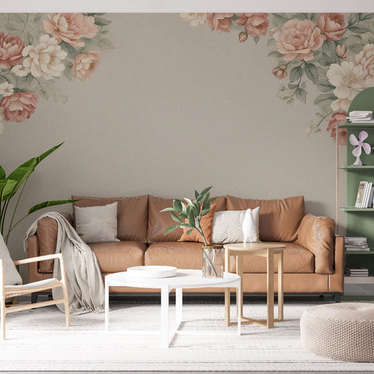 Vintage floral wallpaper | Neutral tone floral border