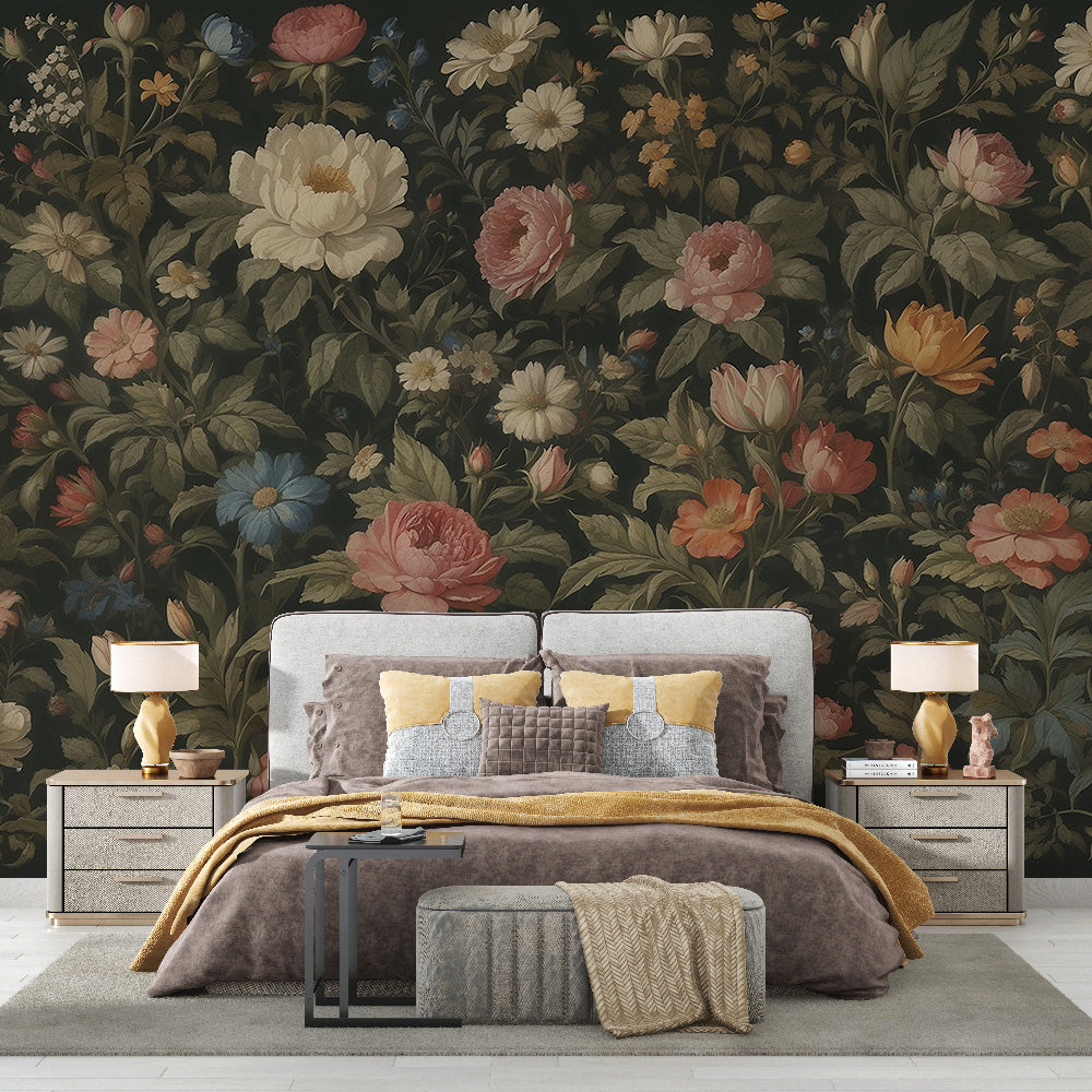 Vintage floral wallpaper | Dull and Retro Tone