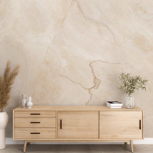 Marble Effect Wallpaper | Beige with Dark Veining