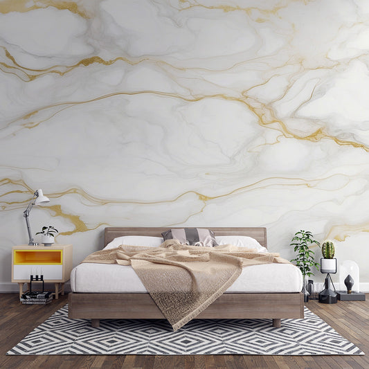 White marble effect wallpaper | Golden veins