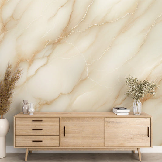 Ivory Marble Effect Wallpaper | Brown Veins