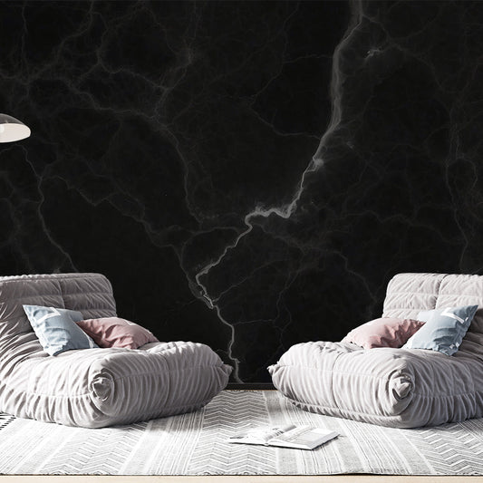 Black Marble Effect Wallpaper | White Veins