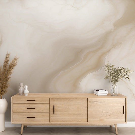 Marble Effect Wallpaper | Sand and White