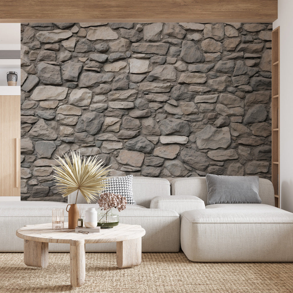 Stone effect wallpaper with joints