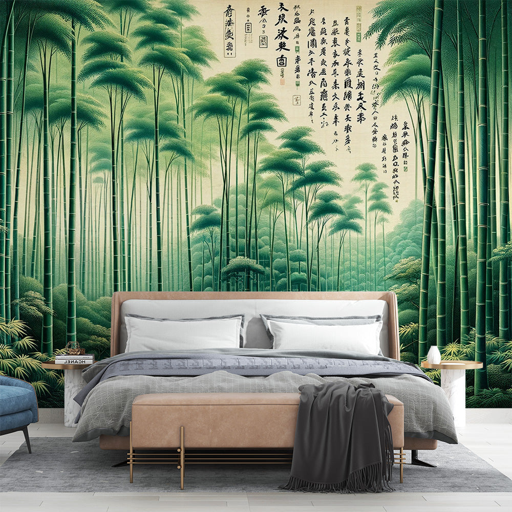 Japanese Wallpaper | Bamboo Forest and Japanese Script