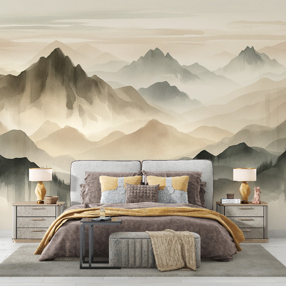 Mountain wallpaper | Watercolour in neutral tones