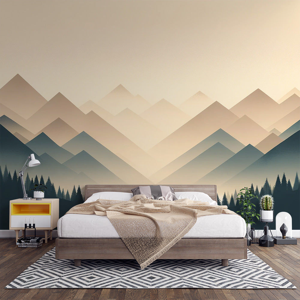 Mountain Wallpaper | Geometric with Pine Trees