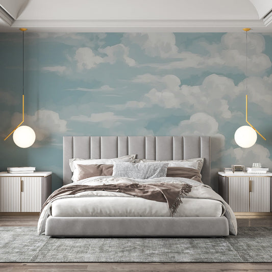Cloud painting wallpaper | White and blue canvas