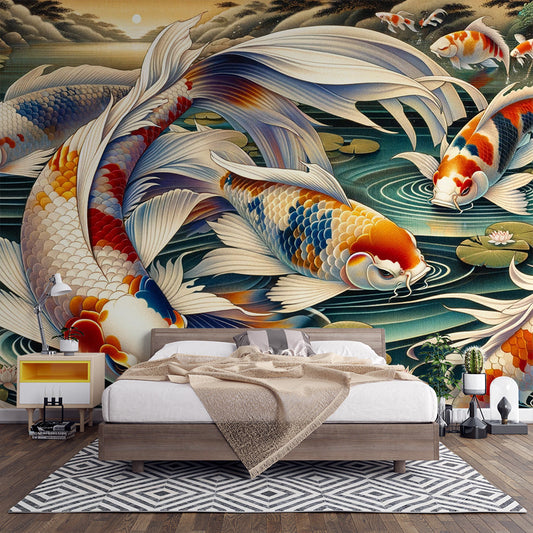 Japanese Fish Wallpaper | Dull Toned Koi Carp